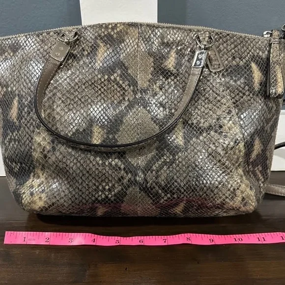 Coach Madison Kelsey Satchel Bag Medium Gray Snake Print - Picture 3 of 4
